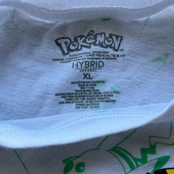 White And Green Pikachu Lucky Charm Tee, kids Pokémon shirt, size: XL - Picture 3 of 4